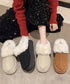 ファーサボサンダル厚底レディースモカシン もこもこ ムートンスリッポン 裏起毛ローファー 暖かいふわふわスリッポン ファーパンプス 保温防寒靴 オシャレ裏ボア冬靴 80TONGTAI-023