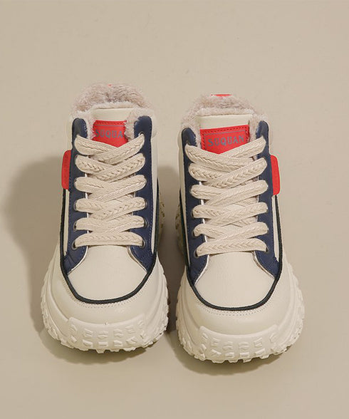 裏起毛 厚底スニーカー ハイカット韓国風 レディース レースアップスニーカー 美脚脚長 歩きやすいシューズ 疲れない ボリュームソール 秋冬 おしゃれ 暖か厚底靴 80TONGTAI-025