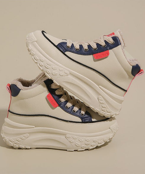 裏起毛 厚底スニーカー ハイカット韓国風 レディース レースアップスニーカー 美脚脚長 歩きやすいシューズ 疲れない ボリュームソール 秋冬 おしゃれ 暖か厚底靴 80TONGTAI-025