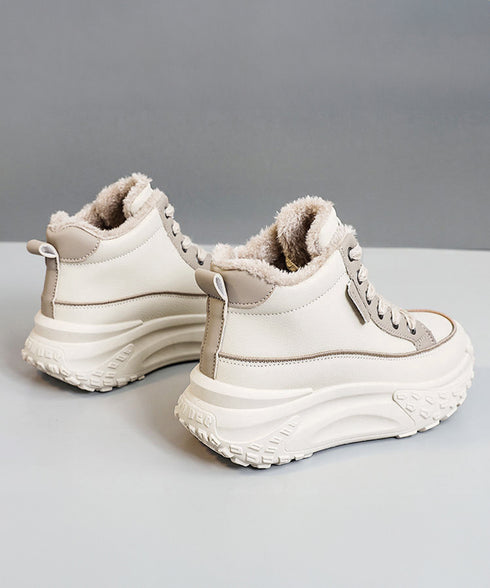 裏起毛 厚底スニーカー ハイカット韓国風 レディース レースアップスニーカー 美脚脚長 歩きやすいシューズ 疲れない ボリュームソール 秋冬 おしゃれ 暖か厚底靴 80TONGTAI-025