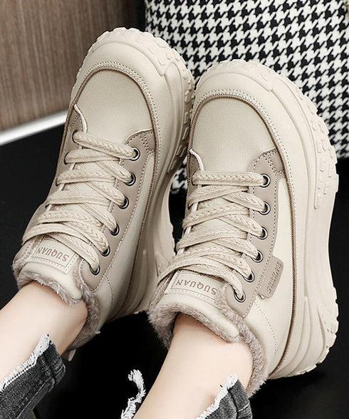 裏起毛 厚底スニーカー ハイカット韓国風 レディース レースアップスニーカー 美脚脚長 歩きやすいシューズ 疲れない ボリュームソール 秋冬 おしゃれ 暖か厚底靴 80TONGTAI-025