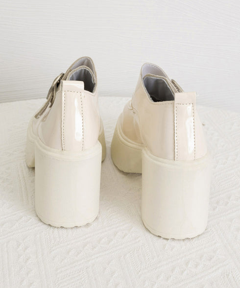 厚底ローファーレディース太ヒールパンプス ワンベルトバックル ローファー 歩きやすいラウンドトゥシューズ メイド靴 美脚脚長お嬢様パンプス ヒール9cm疲れない 80TONGTAI-026