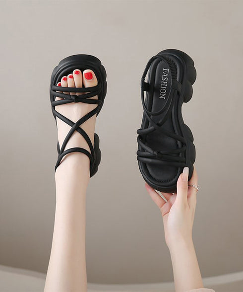 クロスストラップサンダルレディース厚底靴 大人可愛い厚底サンダル 履きやすいきれいめカジュアル夏靴 歩きやすいサマーシューズ 疲れないコンフォートサンダル 韓国風 80TONGTAI-027