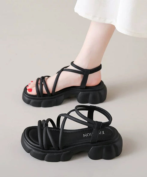 クロスストラップサンダルレディース厚底靴 大人可愛い厚底サンダル 履きやすいきれいめカジュアル夏靴 歩きやすいサマーシューズ 疲れないコンフォートサンダル 韓国風 80TONGTAI-027