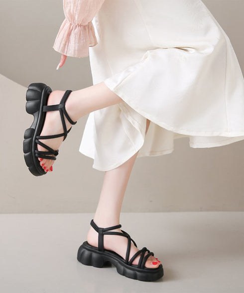 クロスストラップサンダルレディース厚底靴 大人可愛い厚底サンダル 履きやすいきれいめカジュアル夏靴 歩きやすいサマーシューズ 疲れないコンフォートサンダル 韓国風 80TONGTAI-027