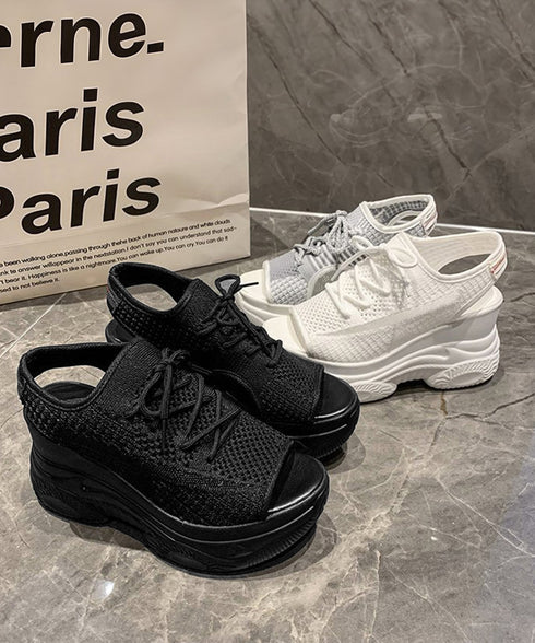 オープントゥスポーティーサンダル 厚底靴 レディース レースアップスニーカーサンダル ボリューム感 コンフォートサンダル カジュアル バルキーソール夏靴 美脚脚長 80TONGTAI-029