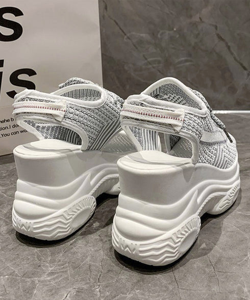 オープントゥスポーティーサンダル 厚底靴 レディース レースアップスニーカーサンダル ボリューム感 コンフォートサンダル カジュアル バルキーソール夏靴 美脚脚長 80TONGTAI-029