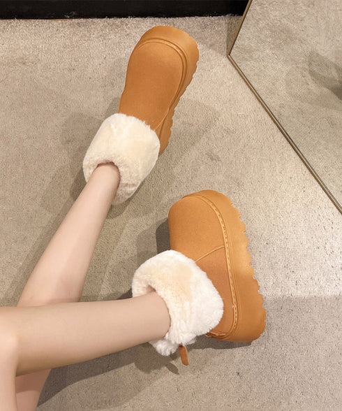 厚底ムートンブーツ 裏起毛ショートブーツ レディース 美脚脚長ボアブーツ 歩きやすい プラットフォームブーツ 疲れないブーティ冷え対策 防寒ブーツ 韓国風大人冬靴 80TONGTAI-030