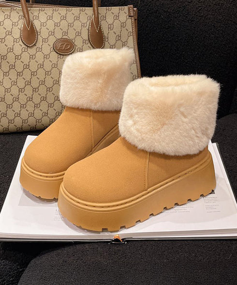 厚底ムートンブーツ 裏起毛ショートブーツ レディース 美脚脚長ボアブーツ 歩きやすい プラットフォームブーツ 疲れないブーティ冷え対策 防寒ブーツ 韓国風大人冬靴 80TONGTAI-030