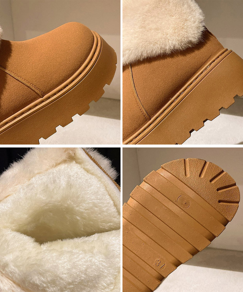 厚底ムートンブーツ 裏起毛ショートブーツ