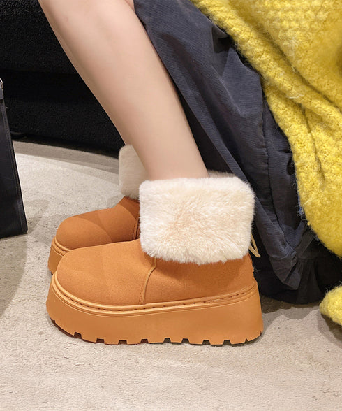 厚底ムートンブーツ 裏起毛ショートブーツ レディース 美脚脚長ボアブーツ 歩きやすい プラットフォームブーツ 疲れないブーティ冷え対策 防寒ブーツ 韓国風大人冬靴 80TONGTAI-030