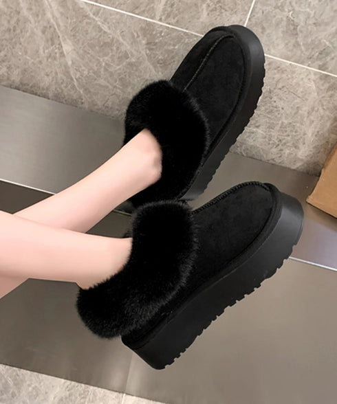 厚底ムートブーツ もこもこショートブーツ 履きやすい暖かいボアブーツ 歩きやすい裏起毛ムートンスリッポン ふわふわモカシン 保温防寒靴 大人可愛いあったかシューズ 80TONGTAI-032
