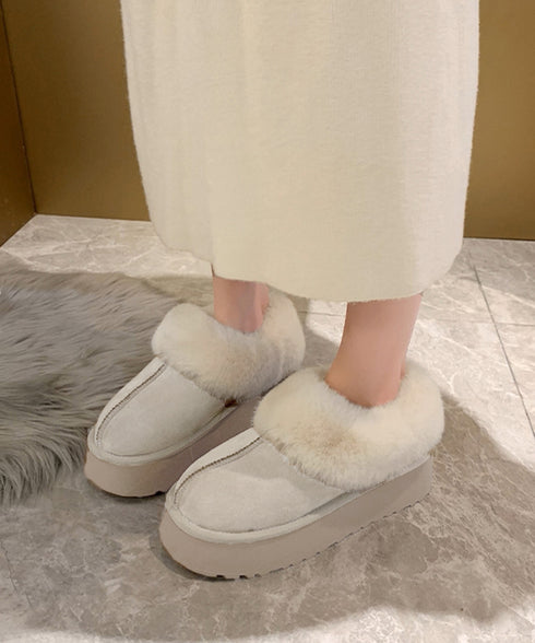 厚底ムートブーツ もこもこショートブーツ 履きやすい暖かいボアブーツ 歩きやすい裏起毛ムートンスリッポン ふわふわモカシン 保温防寒靴 大人可愛いあったかシューズ 80TONGTAI-032