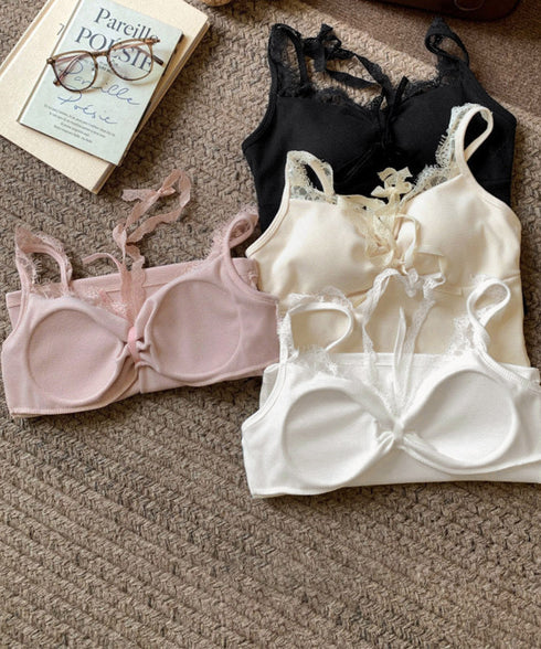 カップ付きキャミソールホルターネック夏服 レディース 胸元ギャザー ブラトップキャミフィット感 エレガントレース付きキャミ大人可愛い 韓国風見せインナーキャミ美胸 80WZL-002