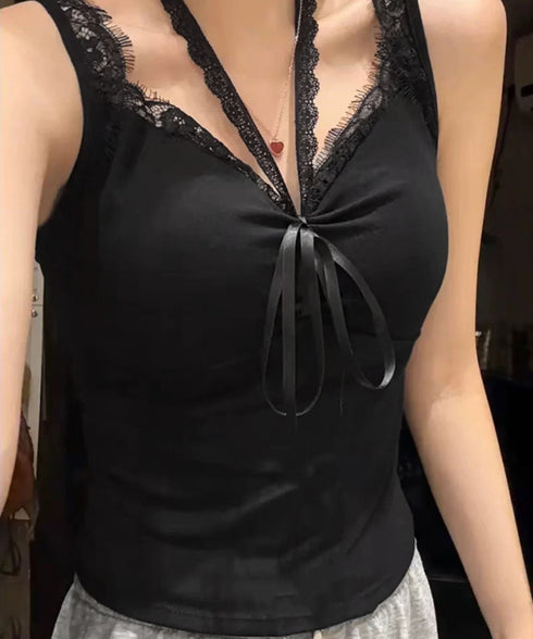 カップ付きキャミソールホルターネック夏服 レディース 胸元ギャザー ブラトップキャミフィット感 エレガントレース付きキャミ大人可愛い 韓国風見せインナーキャミ美胸 80WZL-002