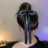 ビッグリボン バレッタ 韓国 ヘアアクセ ラインストーン キラキラ ロングリボン 蝶々結び 髪飾り リボン 大人可愛い ファッション 小物 おしゃれ 髪留め 雑貨 80XIAOHAN-001