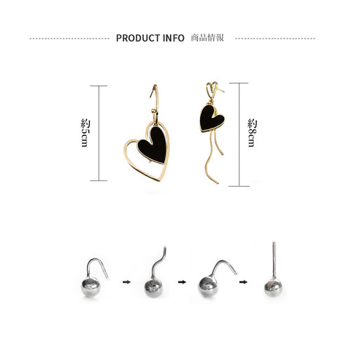 左右非対称 ハートピアス レディース 左右非対称 ハートピアス レディース アシンメトリー 揺れる アクセサリー 可愛い ジュエリー 韓国風 きれいめ 80XINGS-002