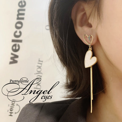 左右非対称 ハートピアス レディース 左右非対称 ハートピアス レディース アシンメトリー 揺れる アクセサリー 可愛い ジュエリー 韓国風 きれいめ 80XINGS-002