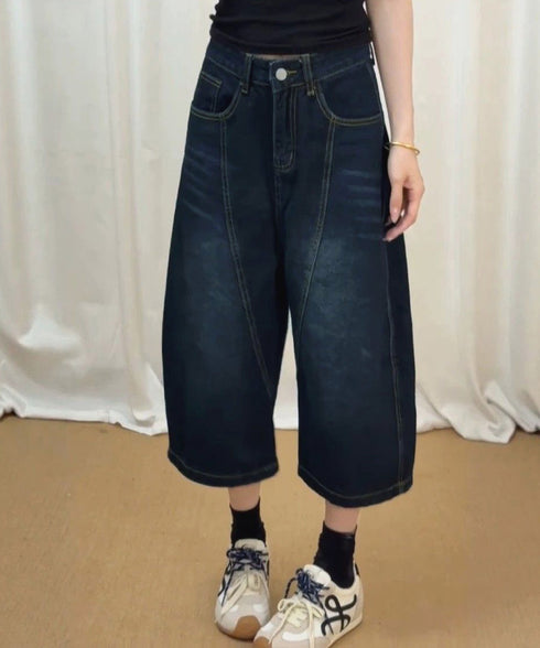 刺しゅうロゴ バルーンワイドデニムパンツ レディース 韓国風 デニムカーブパンツ バギーデニム バレルパンツストリート 体型カバー 個性派ボトムス コクーンパンツ 80XIRUI-001