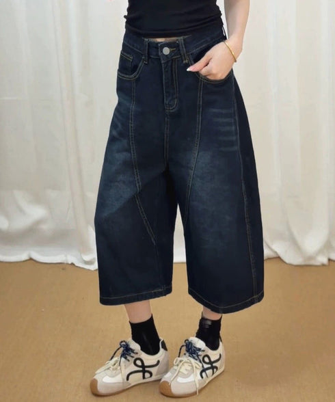 刺しゅうロゴ バルーンワイドデニムパンツ レディース 韓国風 デニムカーブパンツ バギーデニム バレルパンツストリート 体型カバー 個性派ボトムス コクーンパンツ 80XIRUI-001