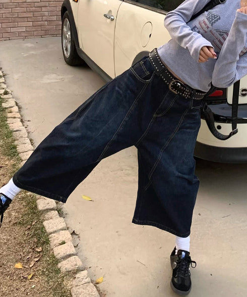 刺しゅうロゴ バルーンワイドデニムパンツ レディース 韓国風 デニムカーブパンツ バギーデニム バレルパンツストリート 体型カバー 個性派ボトムス コクーンパンツ 80XIRUI-001