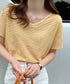 ボーダー柄Tシャツ Vネックカットソー夏 レディース 冷感タッチ 半袖トップス韓国風 大人カジュアルtシャツ 大人可愛い プルオーバー 涼やか 着回し夏服きれいめ 80XJIAO-001