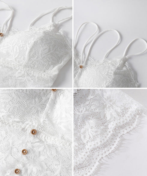 カップ付きキャミソール 総レースインナー レディース ショート丈 インナーキャミソール おしゃれ レイヤード ノンワイヤーブラキャミ ブラトップ肌着 細肩紐キャミ 80XRUI-001