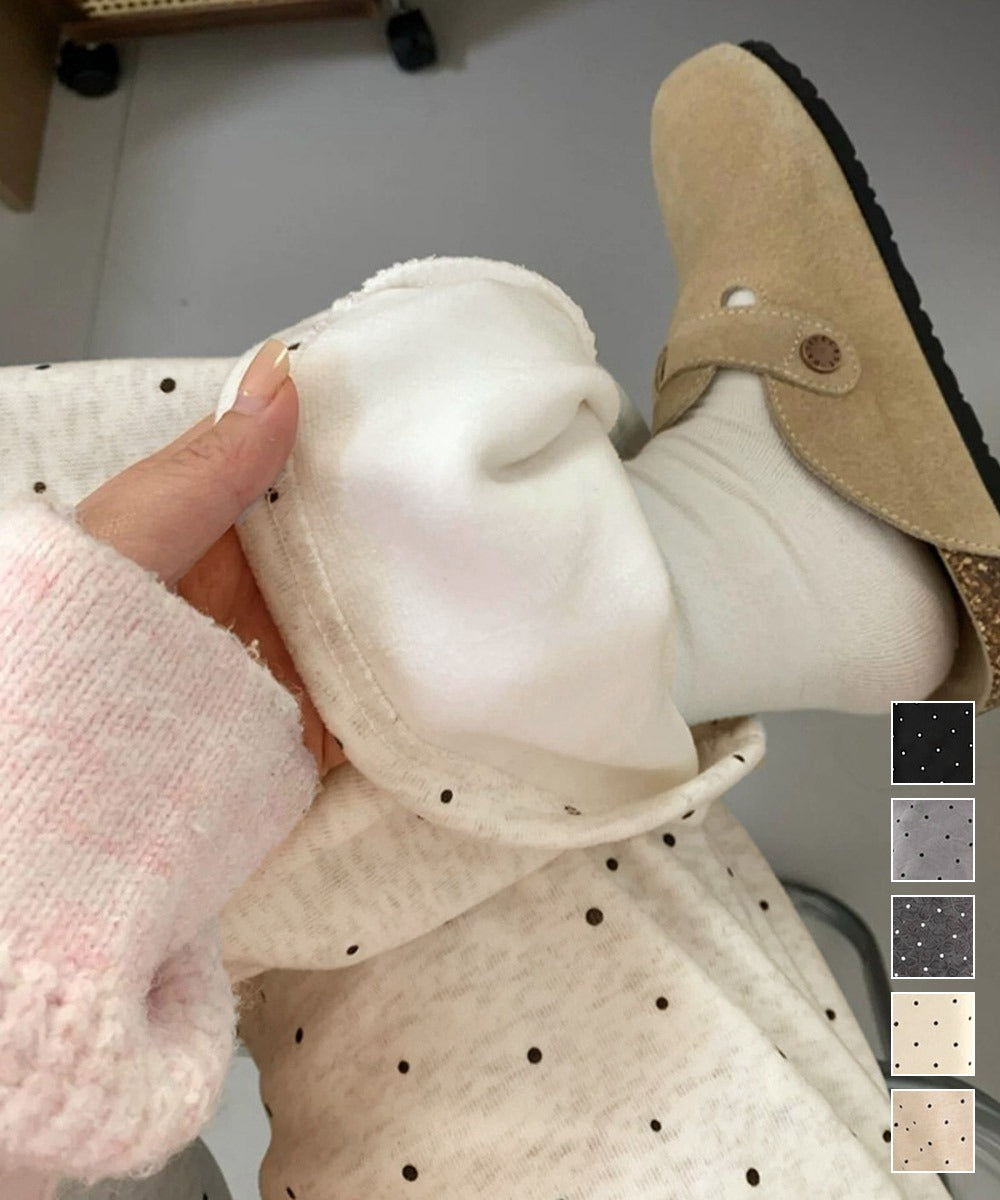 裏起毛ドット柄ワイドスウェットパンツ秋冬