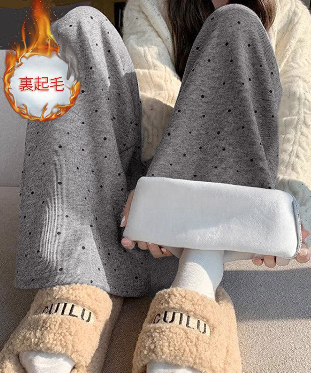 裏起毛ドット柄ワイドスウェットパンツ秋冬