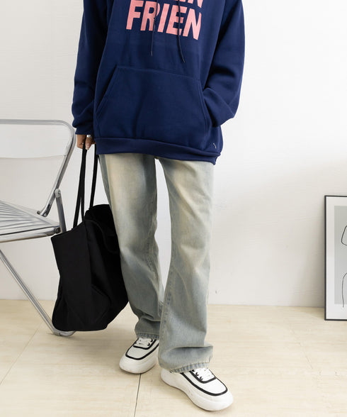 ハイウエスト デニムパンツ レディース 美脚ストレートパンツ 着やせ セミワイドパンツ ボタン付き ジーパン ロングズボン オシャレ カジュアルパンツ 80YFG-001