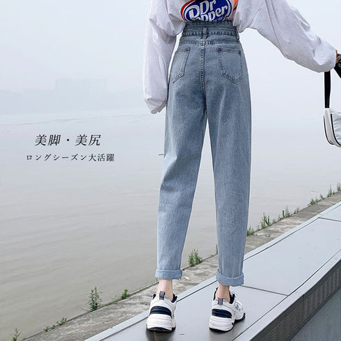 韓国 デニムパンツハイウエスト 大人美脚 レイヤード風 デニム レディース 新作 ストレートデニム ジーンズ ロールアップ ジーパン スリムボトムス カジュアル 80YFG-002