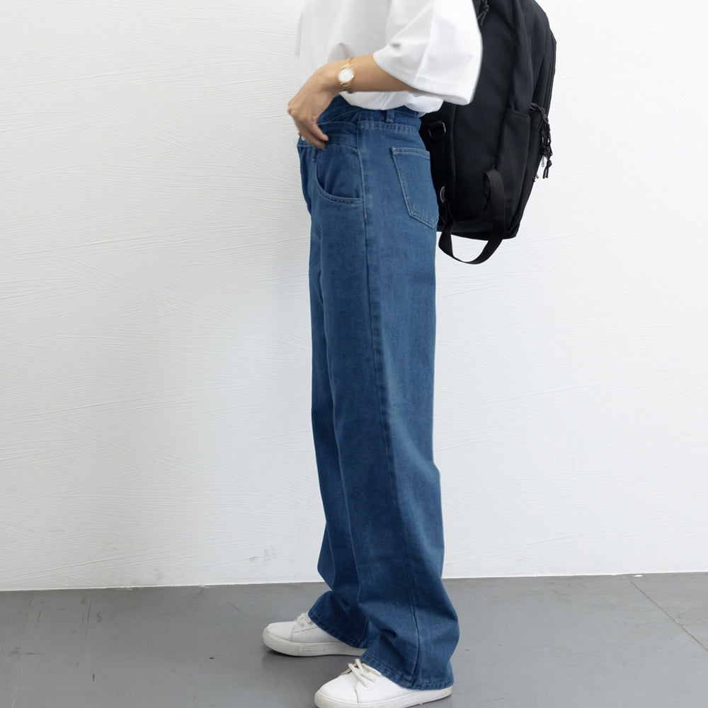 ストレートデニム ウエストレイヤード風