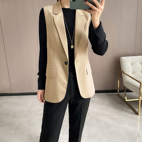 テーラードベスト ジレ レディース 韓国 ノースリーブ テーラードジャケット おしゃれ オフィスカジュアル 春秋冬アウター無地こなれ感 トレンチベスト 着やせ通勤 80YIGL-001