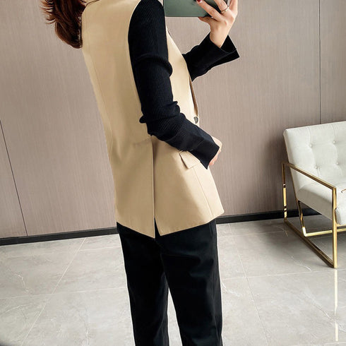 テーラードベスト ジレ レディース 韓国 ノースリーブ テーラードジャケット おしゃれ オフィスカジュアル 春秋冬アウター無地こなれ感 トレンチベスト 着やせ通勤 80YIGL-001