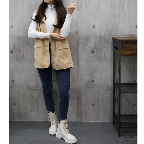 テーラードベスト ジレ レディース 韓国 ノースリーブ テーラードジャケット おしゃれ オフィスカジュアル 春秋冬アウター無地こなれ感 トレンチベスト 着やせ通勤 80YIGL-001