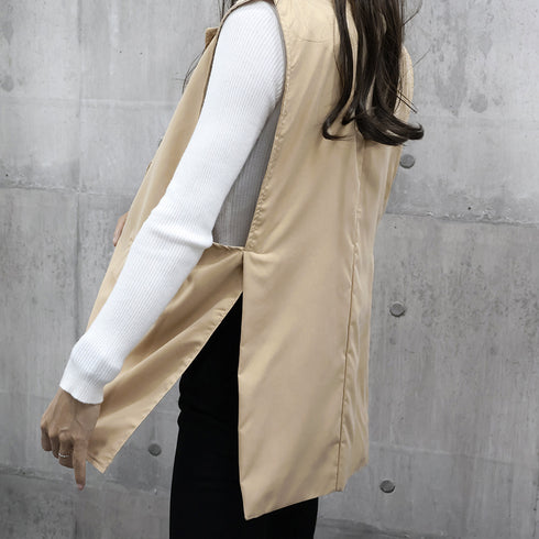 テーラードベスト ジレ レディース 韓国 ノースリーブ テーラードジャケット おしゃれ オフィスカジュアル 春秋冬アウター無地こなれ感 トレンチベスト 着やせ通勤 80YIGL-001