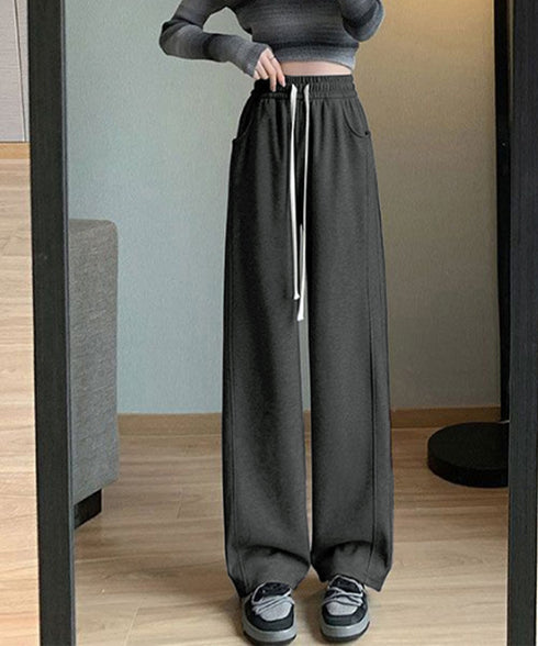 スウェットパンツ レディースワイドパンツ カジュアル ウエストゴム ロングパンツ ハイウエスト リラックスパンツ ゆったり ストレートパンツ 楽ちんイージーパンツ 80YIGL-003