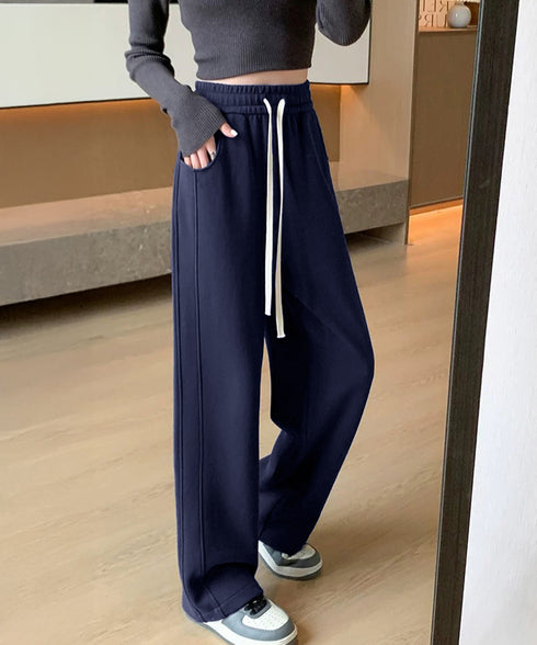スウェットパンツ レディースワイドパンツ カジュアル ウエストゴム ロングパンツ ハイウエスト リラックスパンツ ゆったり ストレートパンツ 楽ちんイージーパンツ 80YIGL-003