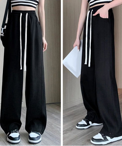 スウェットパンツ レディースワイドパンツ カジュアル ウエストゴム ロングパンツ ハイウエスト リラックスパンツ ゆったり ストレートパンツ 楽ちんイージーパンツ 80YIGL-003