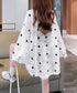 ドット柄カーディガン シースルートップス レディース 冷房対策 おしゃれ ブラウスシャツ ゆったり羽織り 体型カバー 透け感 薄手長袖 シアーライトアウター春夏秋 80YIGL-004