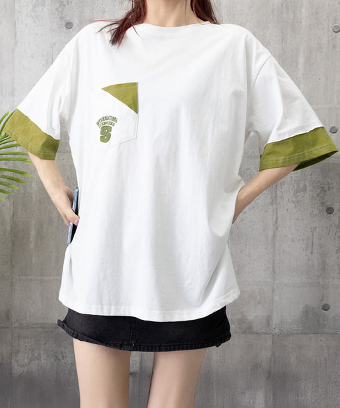 オーバーサイズTシャツチュニックtシャツ 韓国風半袖Tシャツ クルーネックカットソー ゆったりプルオーバー 楽ちん体型カバーTシャツワンピースロゴ 大人カジュアル 80YIGL-010