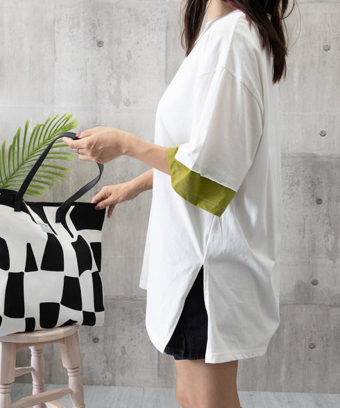 オーバーサイズTシャツチュニックtシャツ 韓国風半袖Tシャツ クルーネックカットソー ゆったりプルオーバー 楽ちん体型カバーTシャツワンピースロゴ 大人カジュアル 80YIGL-010