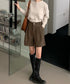 タックショートパンツウール風ワイドパンツ レディース ハイウエストハーフパンツ 無地半ズボン秋冬 着やせ シンプルショーパン ゆったり スラックス短パン 美脚脚長 80YIGL-011