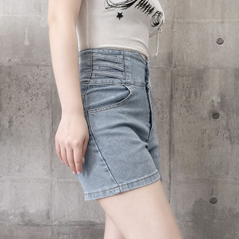 デニム ショートパンツ レディース 美脚 セクシー デニム短パン ハイウエスト 可愛い ホットパンツ 脚長 おしゃれ ジーパン オルチャン ミニデニム ボトムス夏 80YIRAN-002