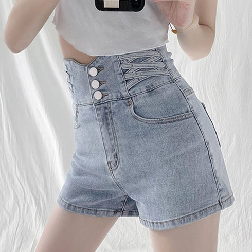 デニム ショートパンツ レディース 美脚 セクシー デニム短パン ハイウエスト 可愛い ホットパンツ 脚長 おしゃれ ジーパン オルチャン ミニデニム ボトムス夏 80YIRAN-002