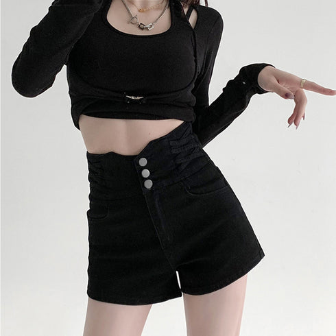 デニム ショートパンツ レディース 美脚 セクシー デニム短パン ハイウエスト 可愛い ホットパンツ 脚長 おしゃれ ジーパン オルチャン ミニデニム ボトムス夏 80YIRAN-002