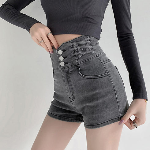 デニム ショートパンツ レディース 美脚 セクシー デニム短パン ハイウエスト 可愛い ホットパンツ 脚長 おしゃれ ジーパン オルチャン ミニデニム ボトムス夏 80YIRAN-002