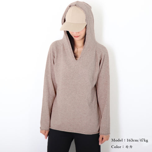 フード付き ニットトップス レディース フード付き ニットトップス レディース Vネック ニットセーター 長袖 シンプル ニットパーカー プルオーバー 秋冬 80YIXIANG-001