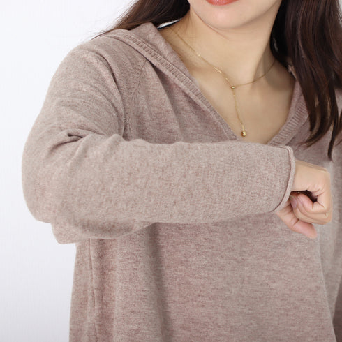 フード付き ニットトップス レディース フード付き ニットトップス レディース Vネック ニットセーター 長袖 シンプル ニットパーカー プルオーバー 秋冬 80YIXIANG-001