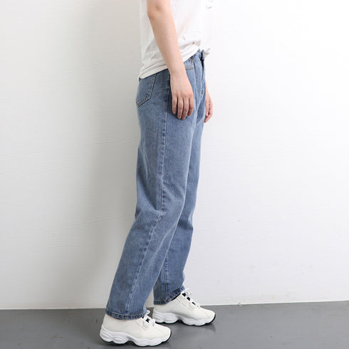 ハイウエスト タックデニムパンツ 韓国 レディース ストレートデニム ワイドパンツ 春夏秋冬 ゆったり ジーンズ ジーパン 股上深め こなれ感 デニム おしゃれ 80YT-014